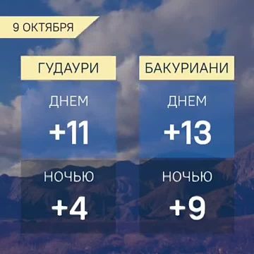 Прогноз погоды в Грузии на 9 октября