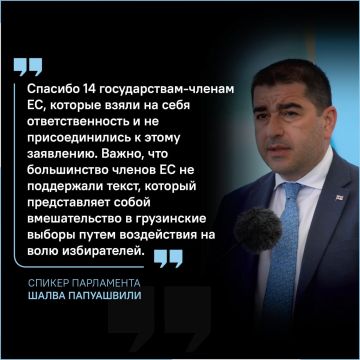 Спикер парламента отреагировал на совместное заявление министров 13 стран-членов ЕС, в котором говорится, что "Грузия не сможет стать членом Евросоюза, если правительство страны не изменит свой курс"