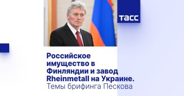 Российское имущество в Финляндии и завод Rheinmetall на Украине. Темы брифинга Пескова