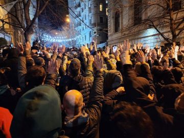 Сторонники грузинской оппозиции перекрыли проспект около здания парламента