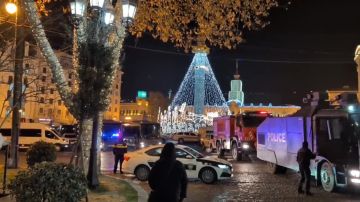 На площадь Свободы в центре Тбилиси приехали спецназ и водометы