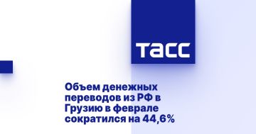 Объем денежных переводов из РФ в Грузию в феврале сократился на 44,6%