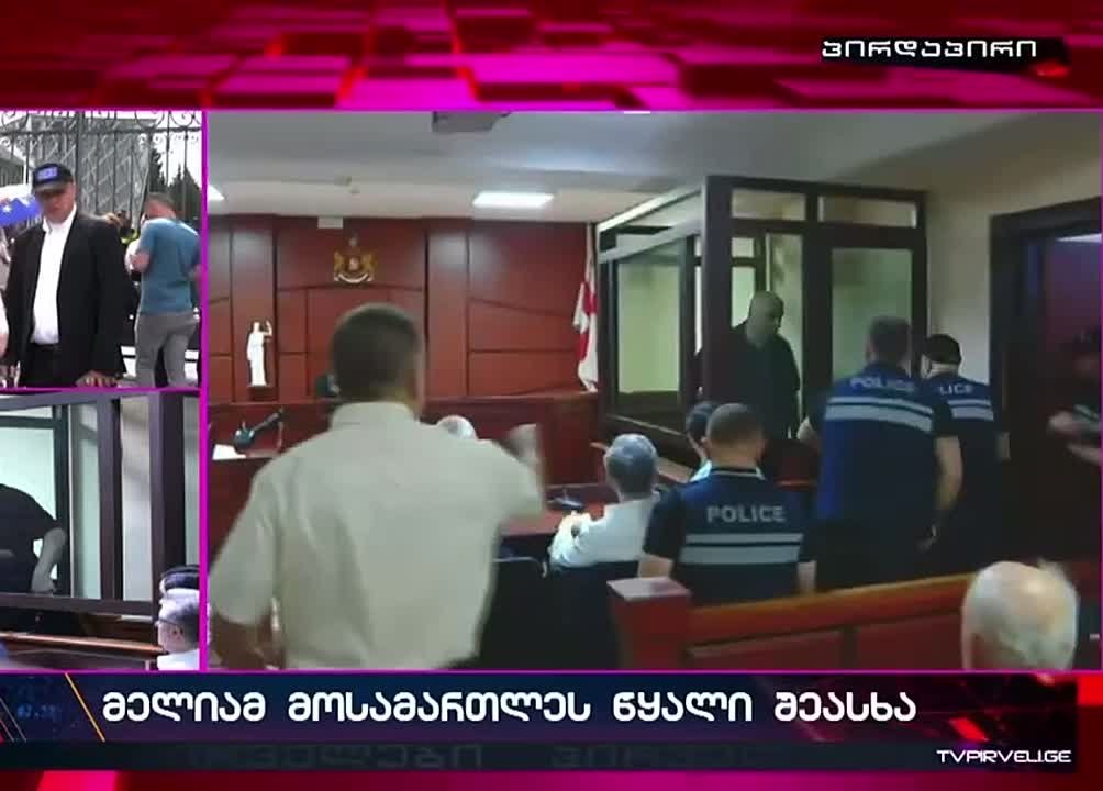 Судебные страсти: экс-председатель партии Саакашвили "Единое нацдвижение" Ника Мелия облил судью водой